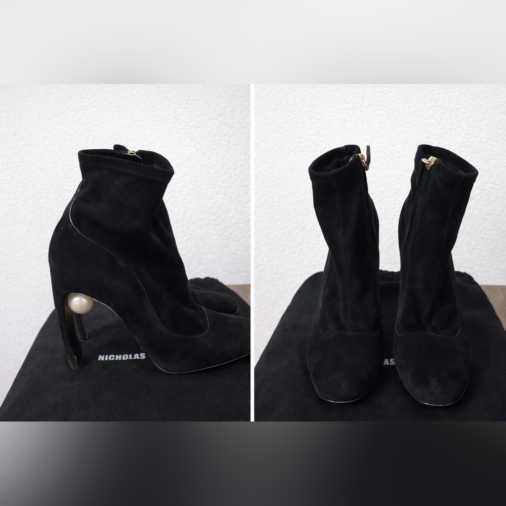Nicholas Kirkwood Black Ankle Boots with Pearl Detail